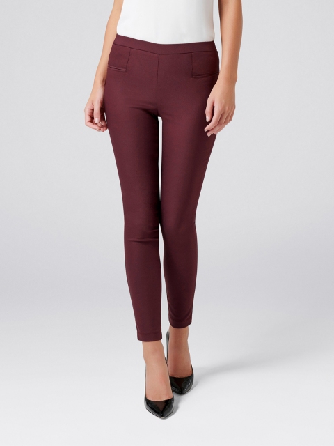 

Forever New Women Maroon Solid Treggings