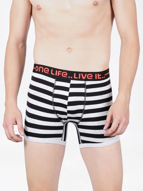 OLLI Men White & Black Striped Trunks OLLIMNBOPC01006