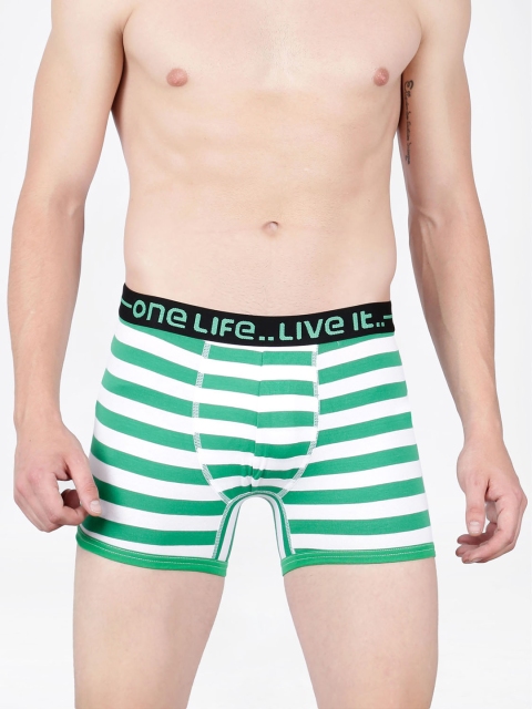 

OLLI Men Green & white Striped Trunks OLLIMNBOPC01007