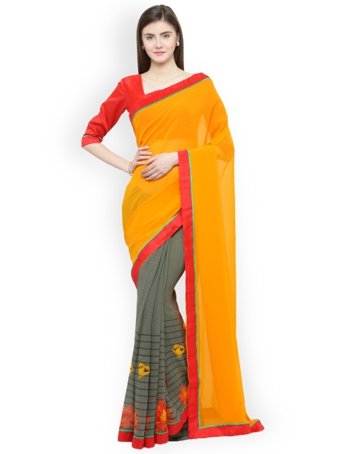 

Shaily Orange & Red Pure Georgette Printed Saree