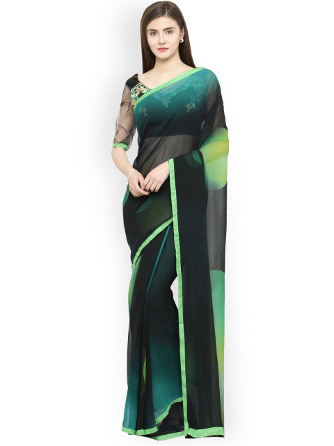 

Shaily Green & Black Pure Georgette Printed Saree