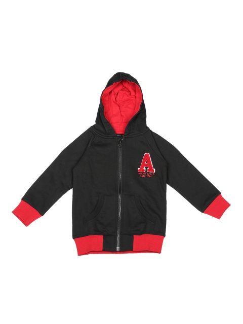 

Allen Solly Junior Boys Black & Red Solid Hooded Sweatshirt