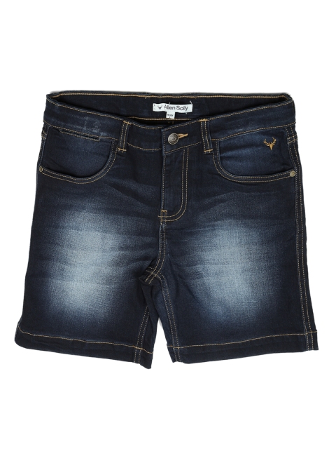 

Allen Solly Junior Boys Blue Washed Regular Fit Denim Shorts