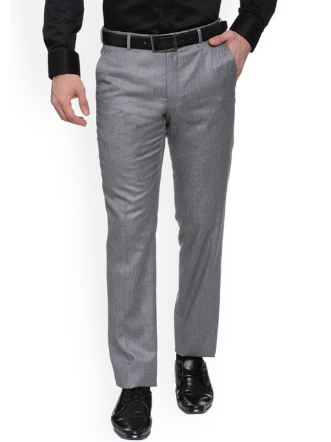 

Van Heusen Men Grey Slim Fit Solid Formal Trousers