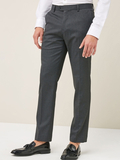

next Men Charcoal Grey Slim Fit Regular Trousers