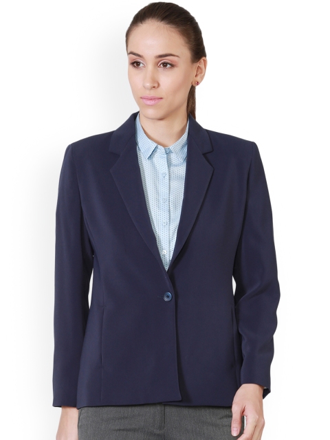 

Allen Solly Woman Navy Blue Solid Formal Blazer