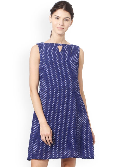 

Allen Solly Woman Women Blue Printed Fit and Flare Dress