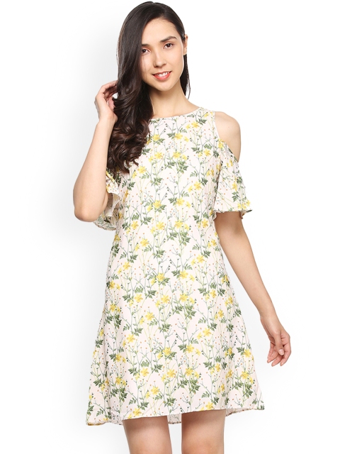 

Allen Solly Woman Women Beige Printed Fit and Flare Dress