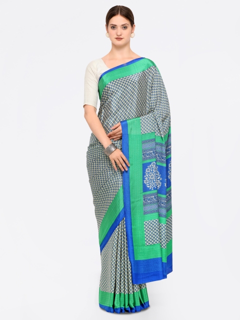 

Saree mall Beige & Green Poly Crepe Printed Saree