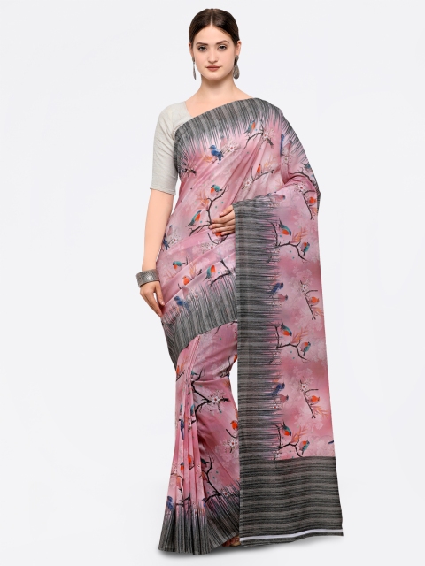 

Saree mall Pink & Grey Silk Cotton Printed Saree