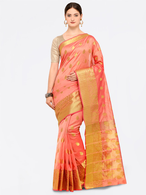 

Saree mall Peach-Coloured Woven Design Silk Blend Saree