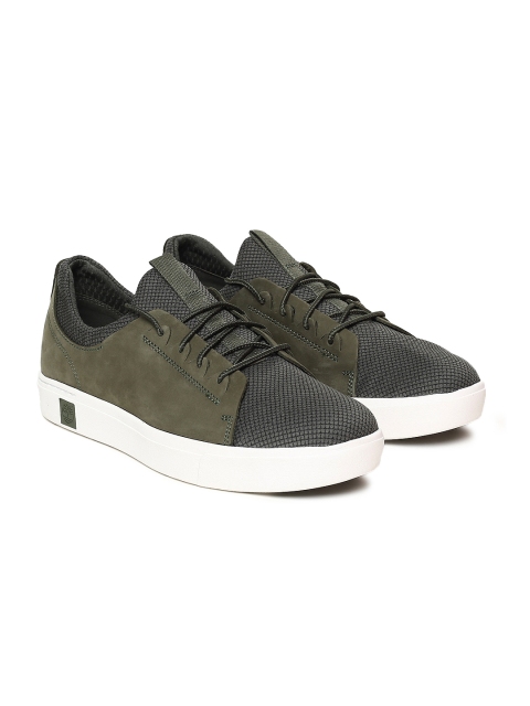 

Timberland Men Olive Green Amherst Leather Sneakers