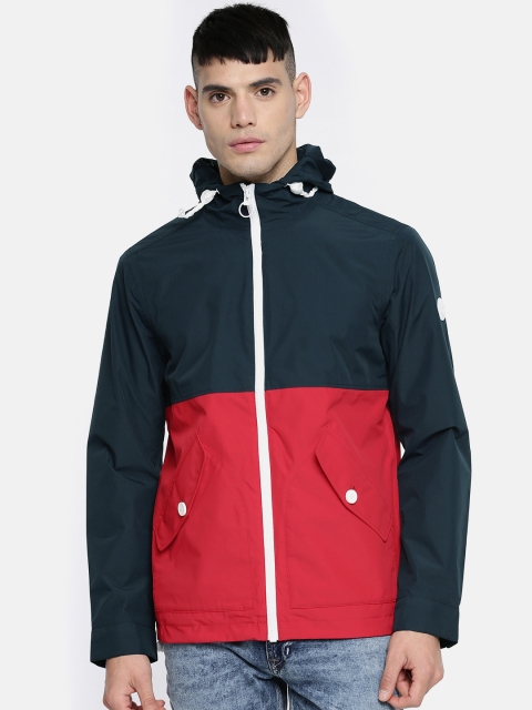 

Timberland Men Navy Blue & Red Colourblocked Parka Jacket