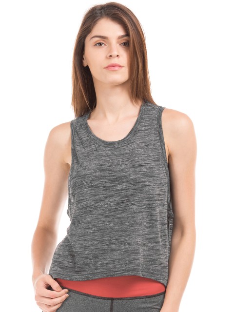 

Aeropostale Women Grey Solid High-Low Crop Top