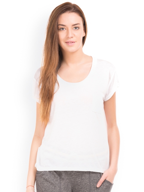 

Aeropostale Women White Solid Styled Back Top