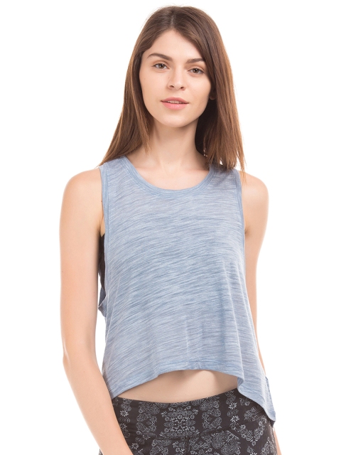 

Aeropostale Women Blue Solid High-Low Crop Top