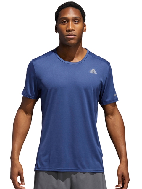 

ADIDAS Men Blue Solid Round Neck T-shirt