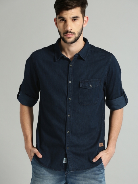 

Roadster Men Blue Regular Fit Solid Casual Shirt