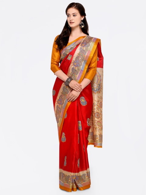 

Saree mall Red Art Silk Printed Bhagalpuri Saree