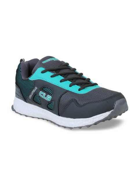 

Columbus Men Grey and Green Running Shoes