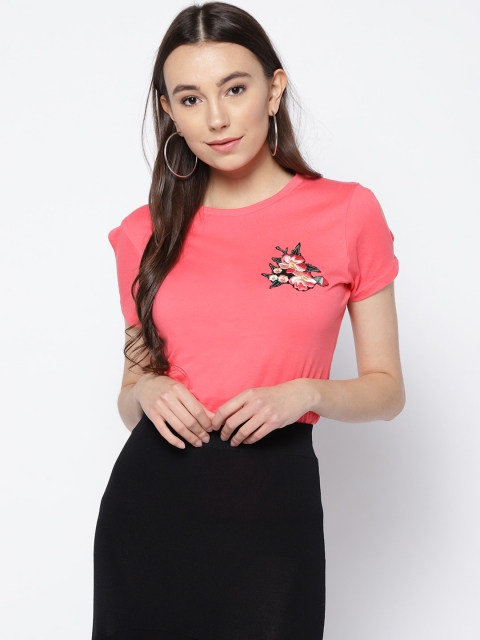 

OPt Women Pink Printed Back Top