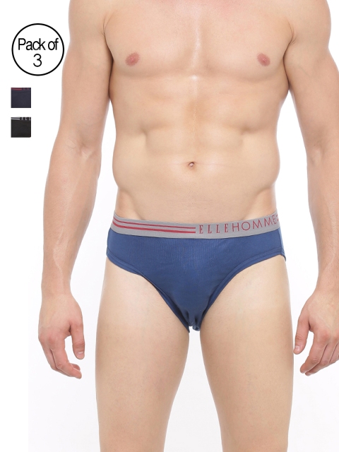 

Elle Homme Men Pack of 3 Assorted Briefs CPBF02, Black