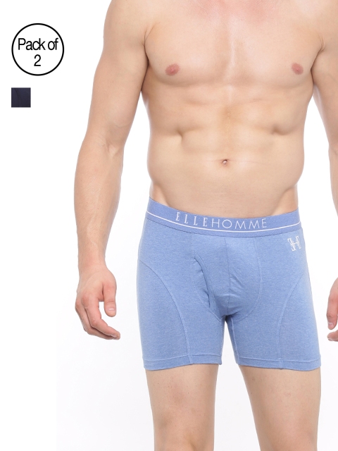 

Elle Homme Men Pack of 2 Assorted Boxer Briefs PBXR06, Navy blue