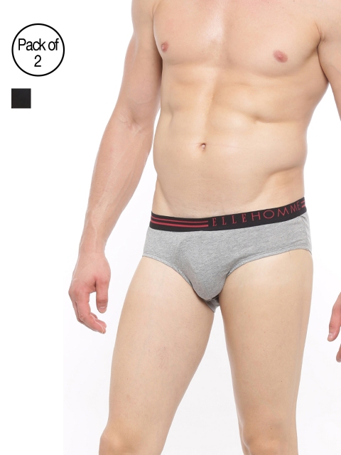 

Elle Homme Men Pack of 2 Assorted Briefs CRBF01, Grey melange