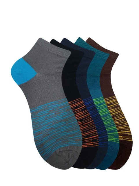 

Fontana Unisex Pack of 5 Multicoloured Patterned Ankle-Length Socks, Multi