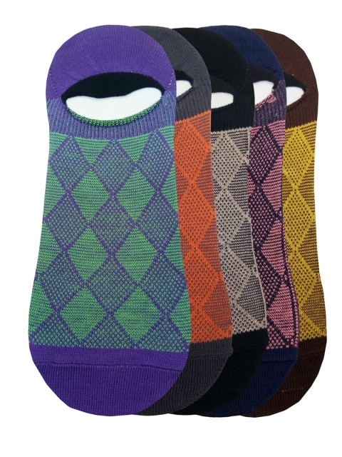 

Fontana Unisex Pack of 5 Multicoloured Patterned Shoe-Liners, Multi