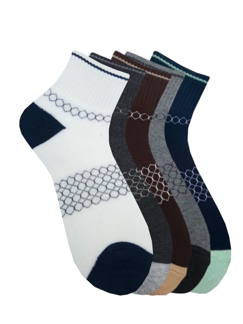 

Fontana Unisex Pack of 5 Multicoloured Patterned Ankle-Length Socks, Multi