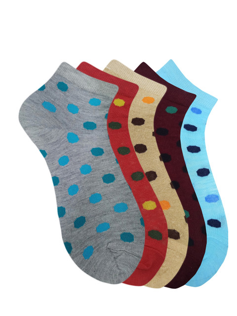 

Fontana Unisex Pack of 5 Multicoloured Patterned Ankle-Length Socks, Multi
