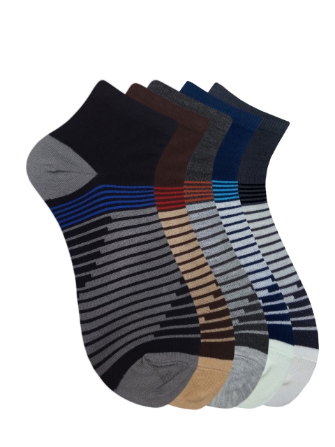 

Fontana Unisex Pack of 5 Multicoloured Striped Ankle-Length Socks, Multi