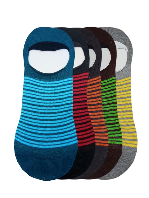 

Fontana Unisex Pack of 5 Multicoloured Striped Shoe-Liners, Multi