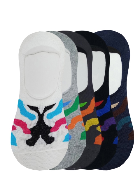 

Fontana Unisex Pack of 5 Multicoloured Patterned Shoe-Liners, Multi