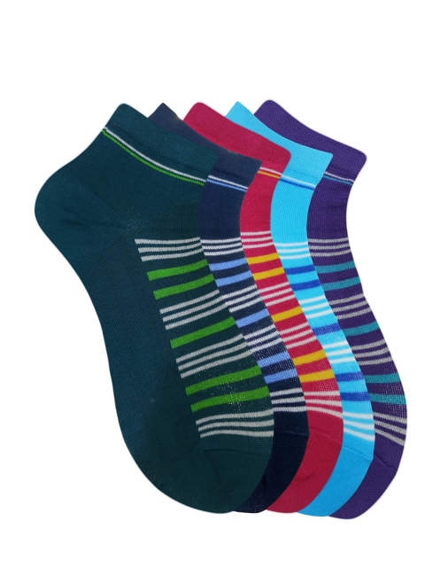 

Fontana Unisex Pack of 5 Multicoloured Patterned Ankle-Length Socks, Multi