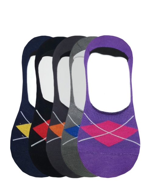 

Fontana Unisex Pack of 5 Multicoloured Patterned Shoe-Liners, Multi
