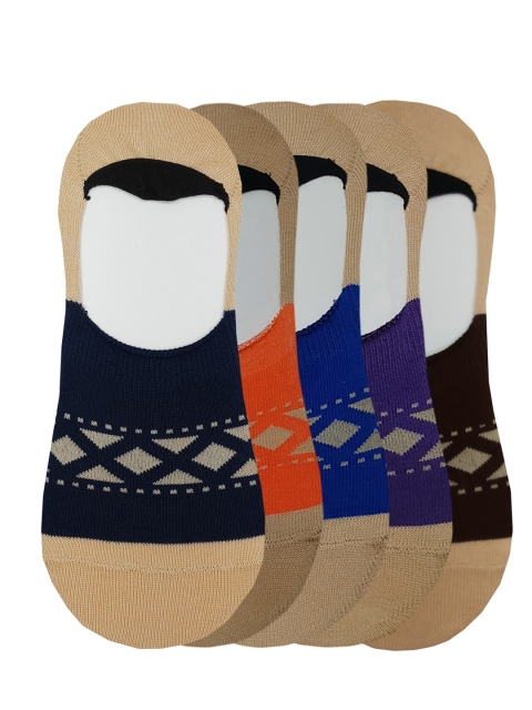

Fontana Unisex Pack of 5 Multicoloured Patterned Shoe-Liners, Multi