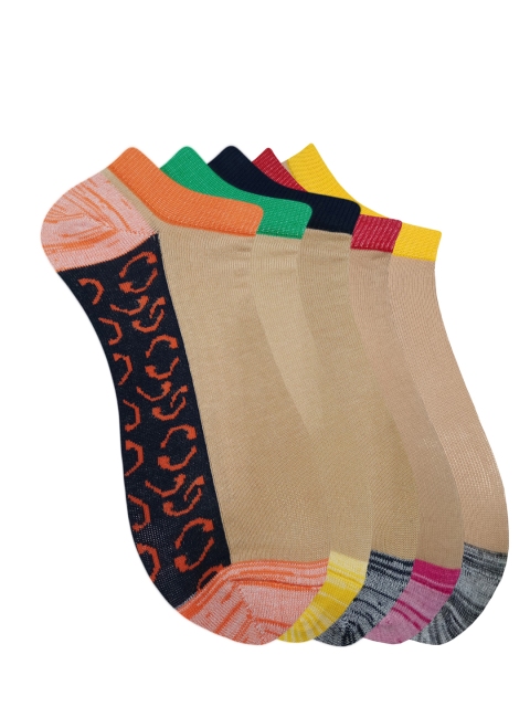 

Fontana Unisex Pack of 5 Multicoloured Patterned Ankle-Length Socks, Multi