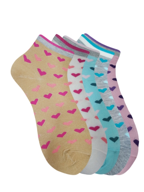 

Fontana Unisex Pack of 5 Multicoloured Patterned Ankle-Length Socks, Multi