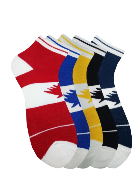 

Fontana Unisex Pack of 5 Multicoloured Patterned Ankle-Length Socks, Multi