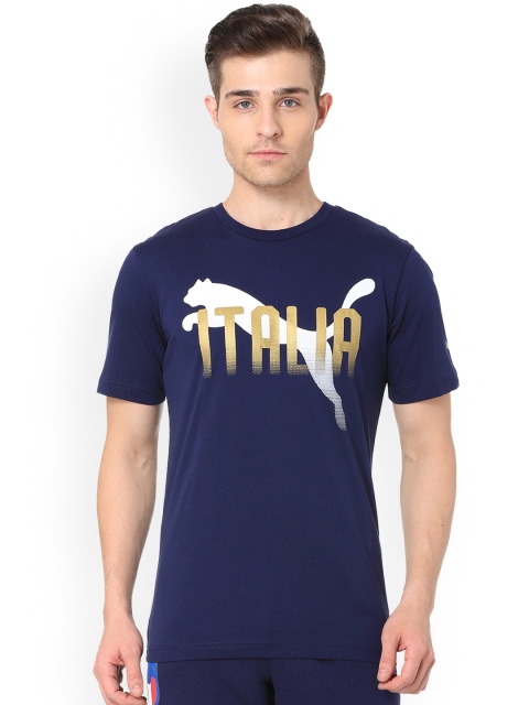 

Puma Men Blue Printed Round Neck FIGC Italia Fanwear Grap T-shirt