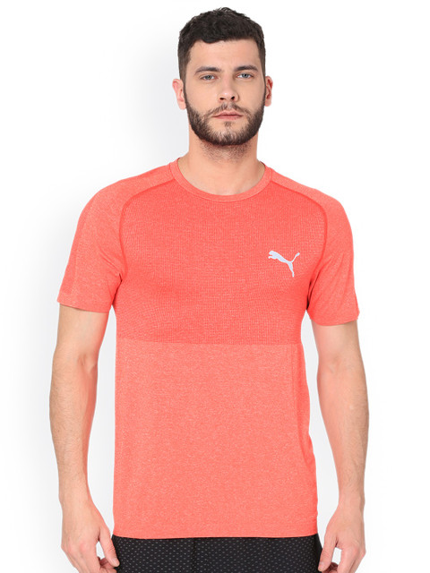 

Puma Men Red Colourblocked Round Neck evoKNIT Basic T-shirt