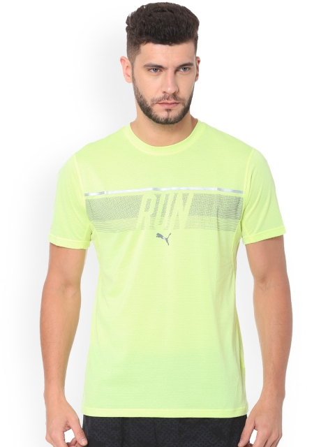 

Puma Men Green Printed Round Neck Run Tee T-shirt