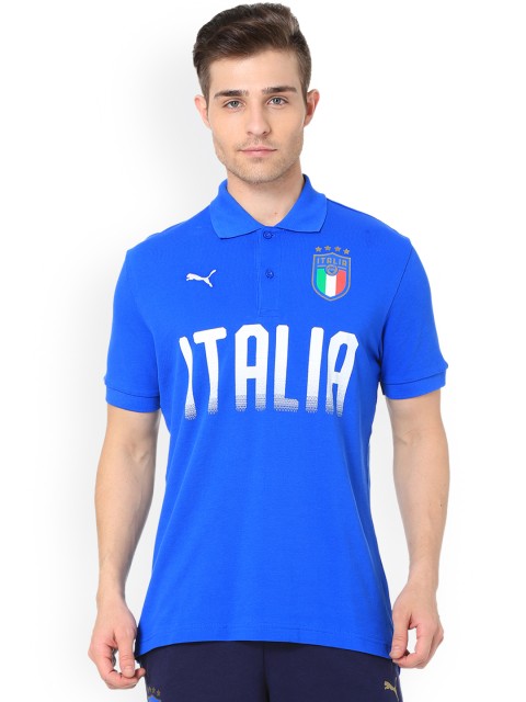 

Puma Men Blue Printed Polo Collar FIGC Italia Fanwear T-shirt