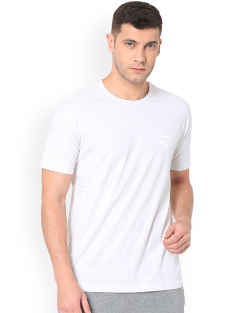 

Puma Men White Solid Round Neck Pace Primary T-shirt