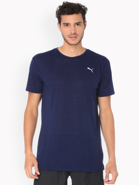 

Puma Men Blue Striped Round Neck T-shirt