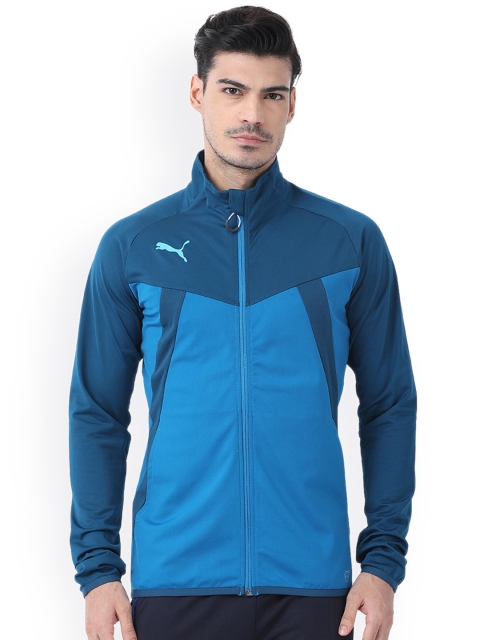 

Puma Men Blue Colourblocked ftblTRG Knit Open Front Jacket