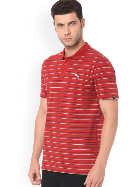 

Puma Men Red Striped Polo Collar T-shirt