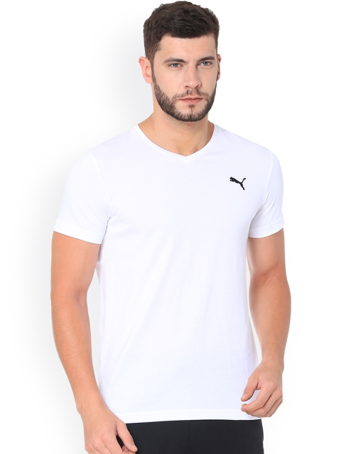 

Puma Men White Solid V-Neck T-shirt